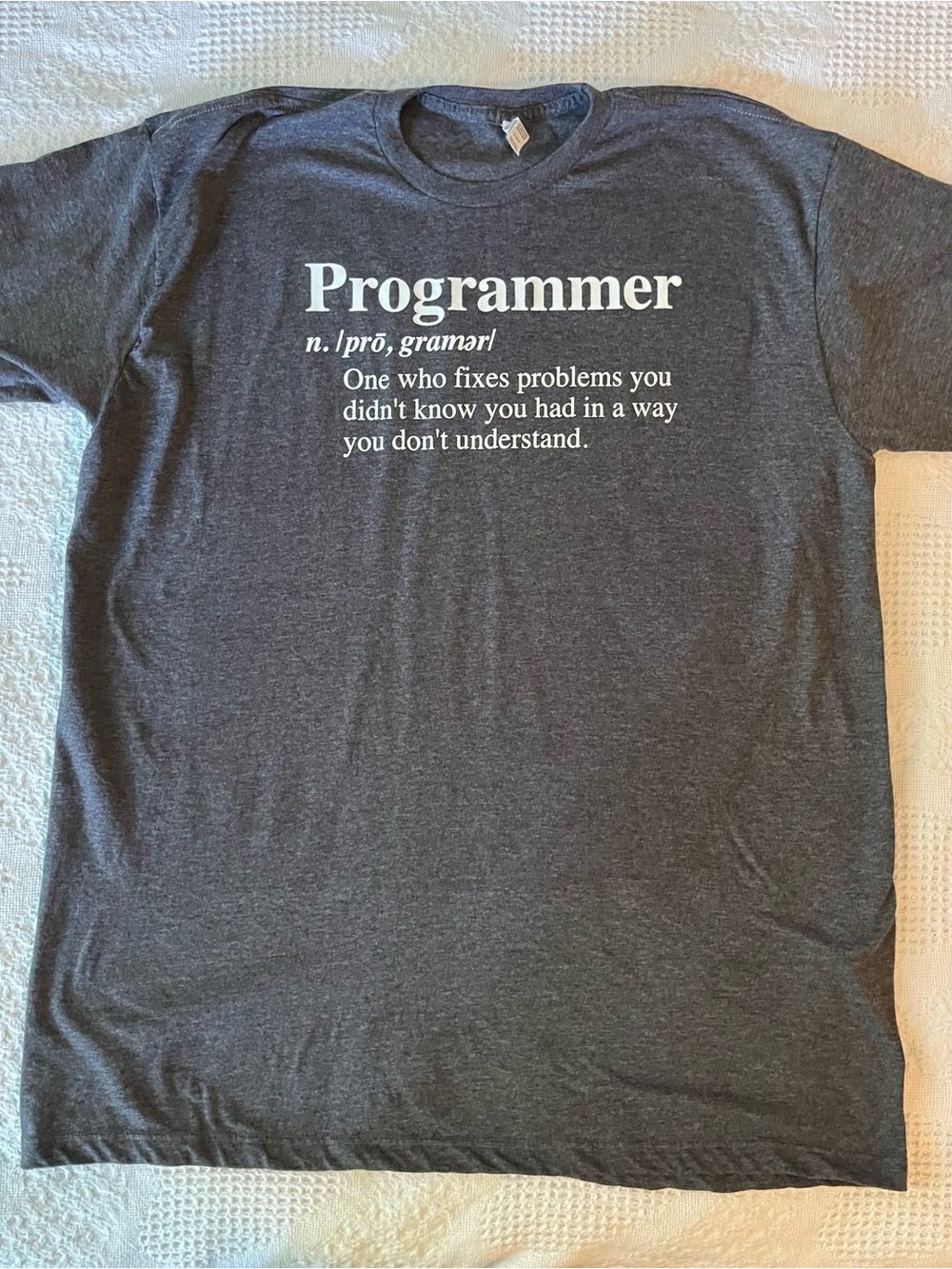 EUC Alstyle Charcoal Crewneck Tee with Humorous PROGRAMMER Definition